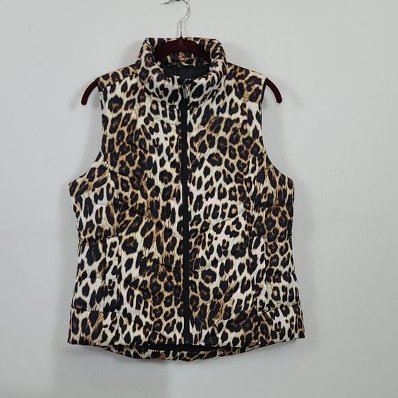 Lands' End Jackets & Blazers - Lands' End Leopard Quilted Down Puffer Vest